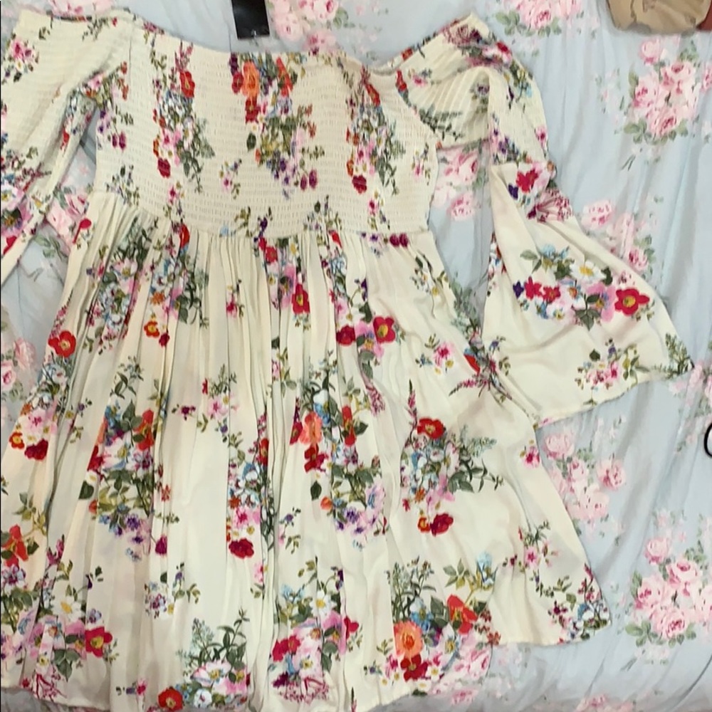 Smocked bell sleeve dress